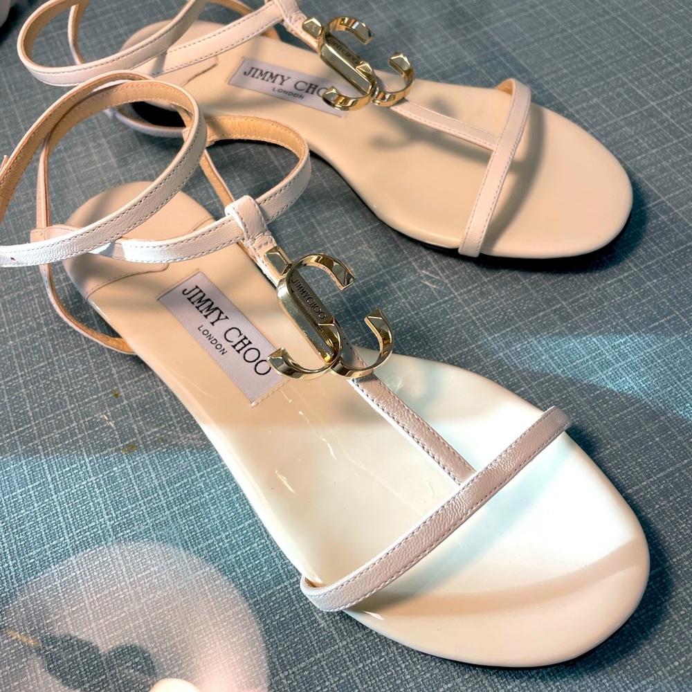 Jimmy Choo sandals. White, size 36. Worn 1 time to dinner. Like new